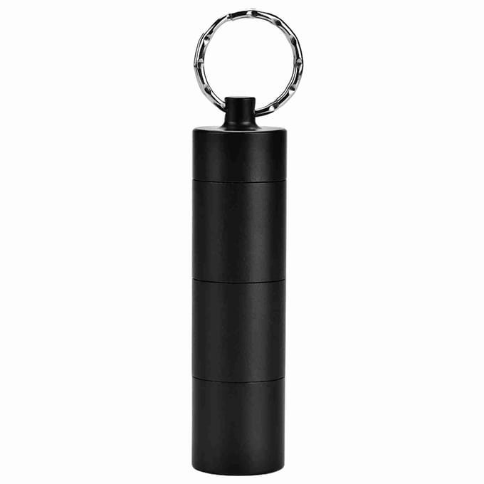 Porte-bouteille de pilules en alliage d'aluminium étanche pour la survie en plein air(Noir) noir