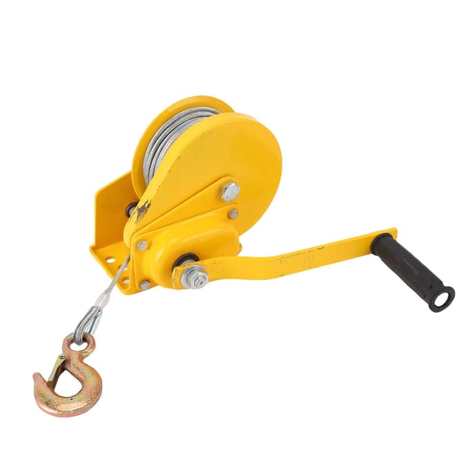 Treuil manuel robuste avec frein automatique autobloquant 2 sens compact manuel pour remorque de bateau camion 1200 lbs avec 20 m de câble crochet