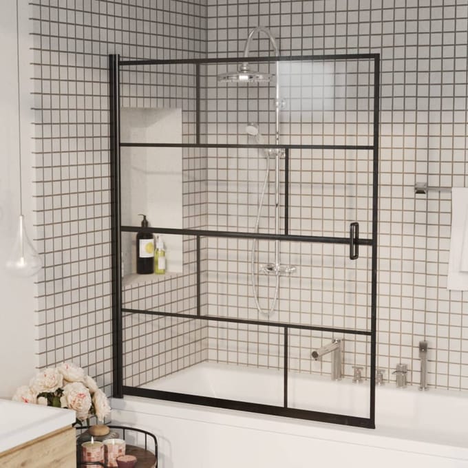 vidaXL - Douchewand - 116x140 - cm - ESG - zwart