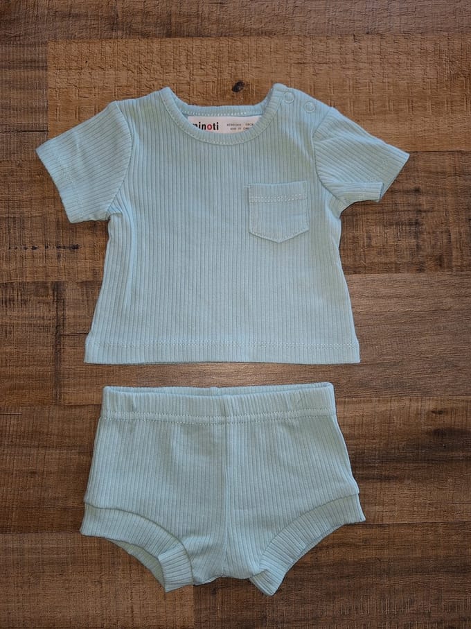 Minoti - rib setje - mint - summer set - newborn - maat 50