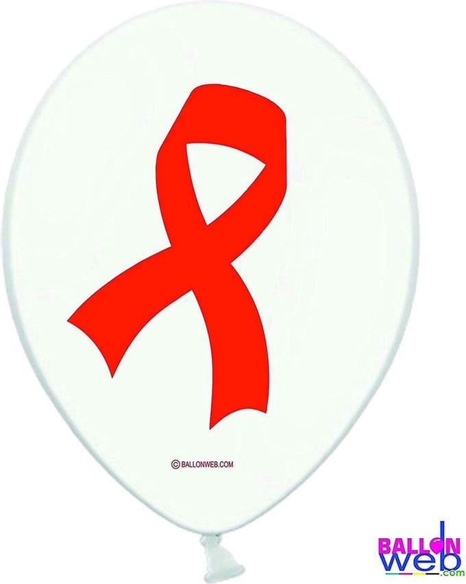 9 x rood lint (aids) ballonnen * Ø 30cm Quality Pro ballonnen