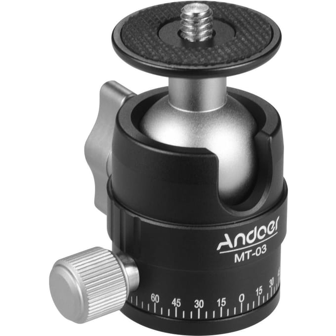 MT-03 Mini Balhoofd DSLR ILDC Camera Statief Monopod Bevestiging Snelkoppeling Aluminiumlegering zwart
