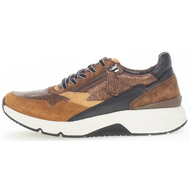 Gabor rollingsoft sensitive 76.898.44 - dames rollende wandelsneaker - Bruin - maat 37.5 (EU) 4.5 (UK)