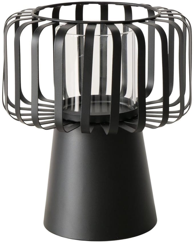 Boltze Home windlicht zwart industrieel design 18x18x21cm decoratie.