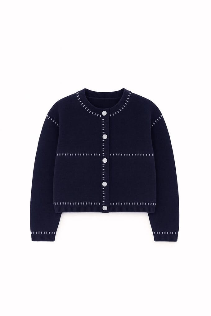 Touché Privé - Geborsteld vest met contrast - Marine - Dames