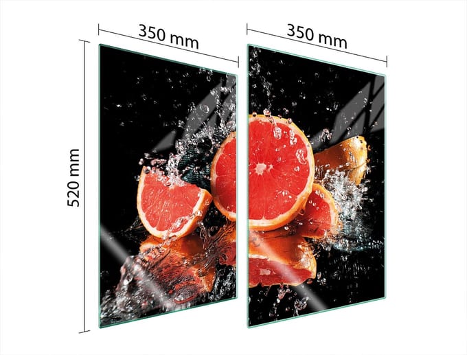 TMK ArtDeko - Glazen Beschermplaat - 2x35x52 cm - Geharde Glas - Grapefruit Motief