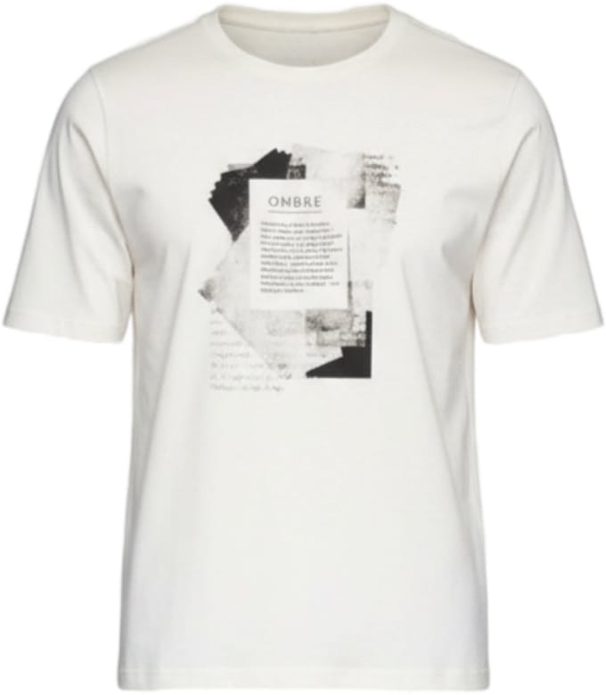OMBRE T-shirt - Regular Fit - Korte Mouw - Geen Sluiting Wit S