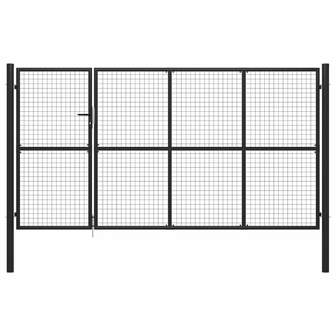 vidaXL - Tuinpoort - staal - 350x150 - cm - antraciet