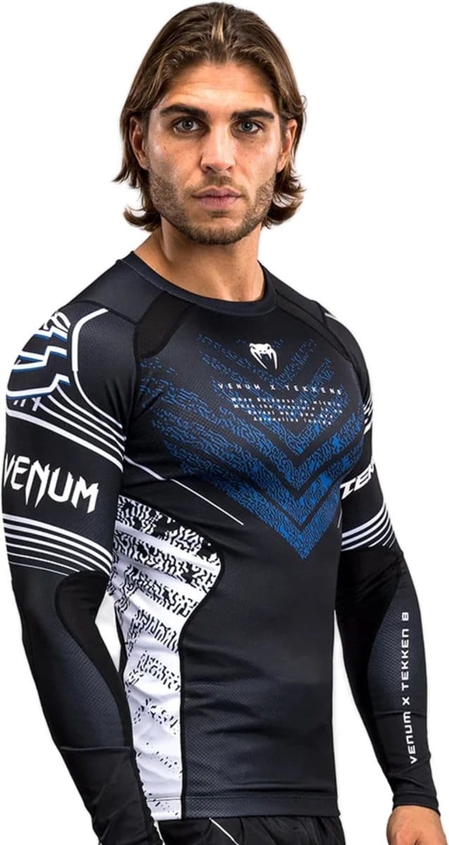 Venum x Tekken 8 Jin Kazama Rashguard Blauw Zwart Wit - M