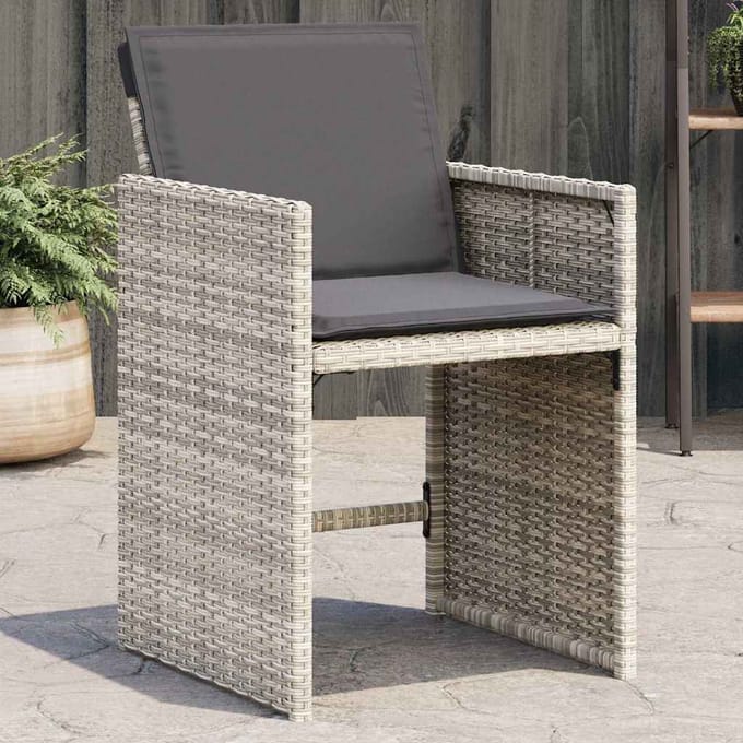 vidaXL - Tuinstoelen - 4 - st - met - kussens - poly - rattan - lichtgrijs