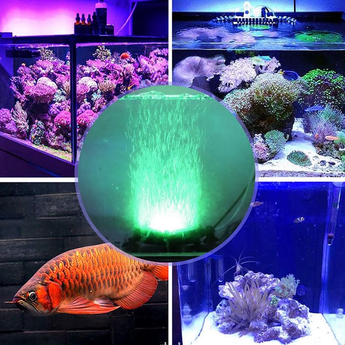 LED Aquarium Luchtbelsteen Licht Kleurveranderende Lamp Vissenkom Decor gray