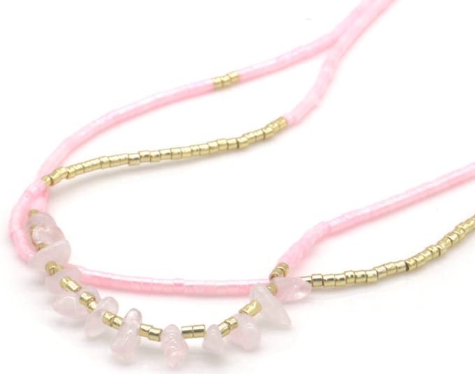 Ketting Gelaagd – Kunststof – 45cm – Roze