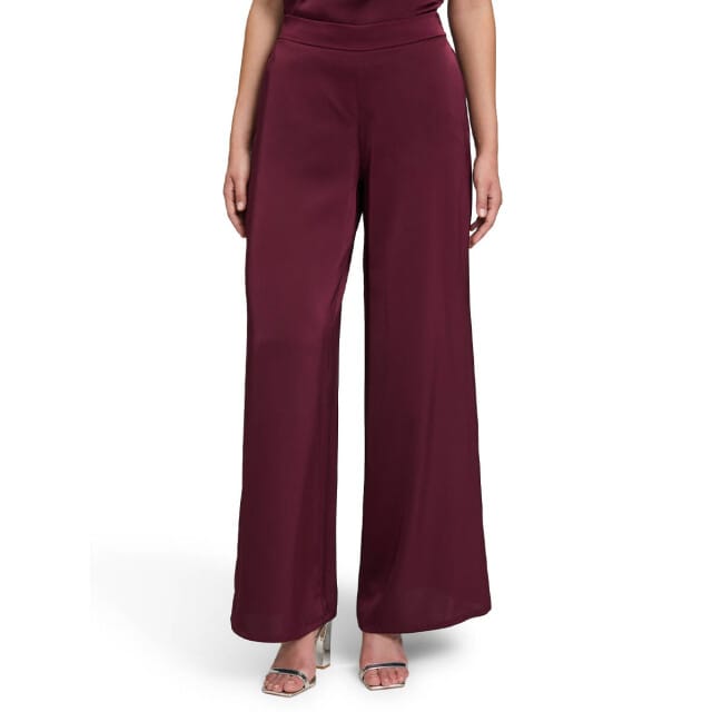 wide leg broek van satijn met elastische band