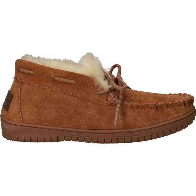Warmbat Bunya suede cognac dames pantoffel (gesloten hiel)
