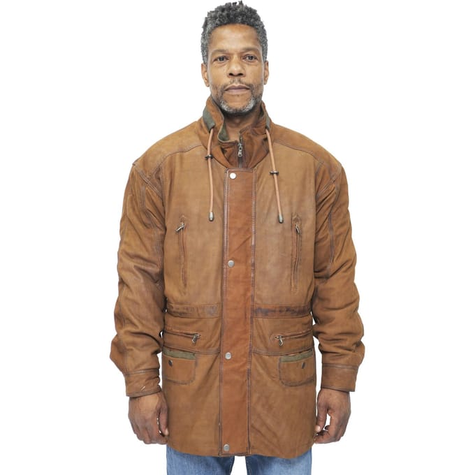 Heren nubuck lederen parka jas-Winnipeg
