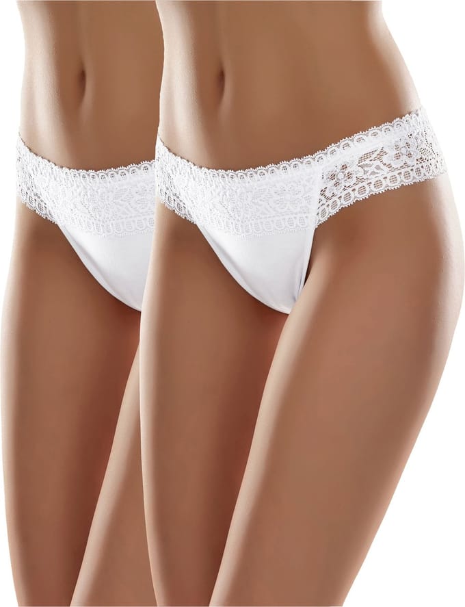Merry Style Dames Slip Onderbroek - Katoen - Regular Taille - 2-Pack - MS-GAB-140-Panties-n-2P - (2Pack) Wit - M