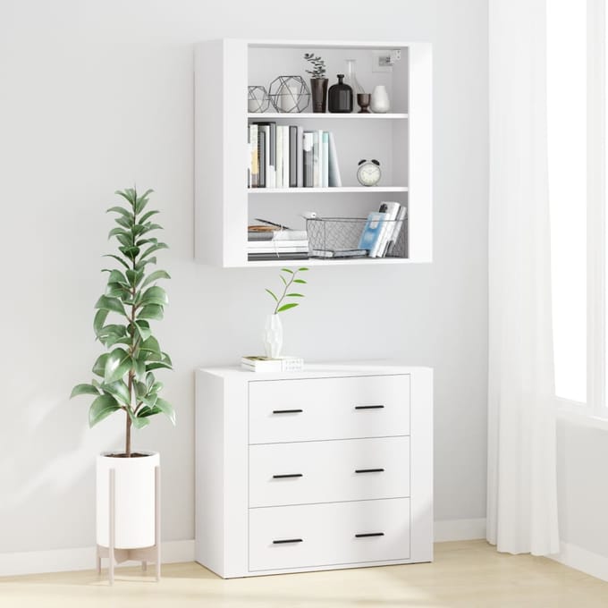vidaXL - Hoge - kast - bewerkt - hout - wit
