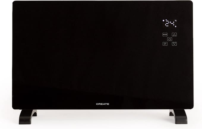CREATE WARM CRYSTAL 2000W Wifi - glazen stralingsconvector - radiator - 2 vermogens -  thermostaat 24 - LED - aanraakscherm