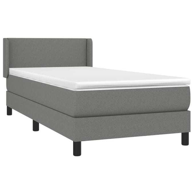 vidaXL - Boxspring - met - matras - stof - donkergrijs - 100x200 - cm