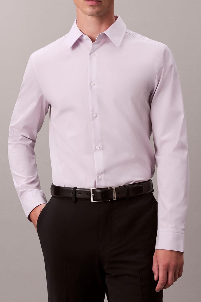 Calvin Klein Ls Solid Supima Shirt Frosty Lilac Größe: M | Business hemden Outlet | Herren | Violett