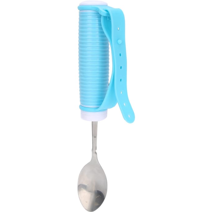 Vaisselle auxiliaire pour personnes âgées, aide à l'alimentation pour personnes handicapées, cuillère à manger flexible et antidérapante blue