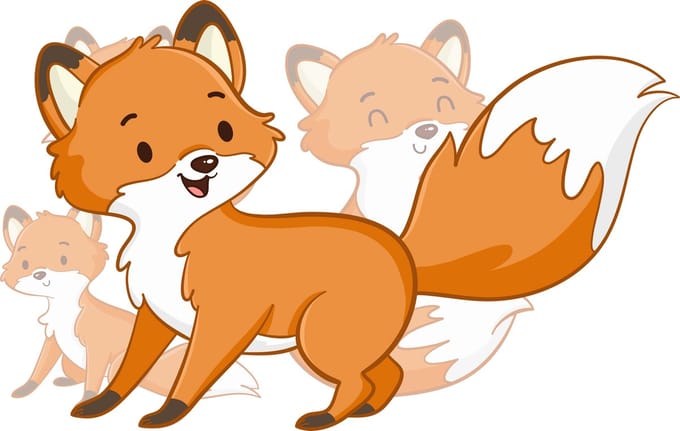 Jerma - Vosjes - Muurstickers - set 4 stuks - 4 maten - Textielfolie -Zelfklevend - Waterbestendig