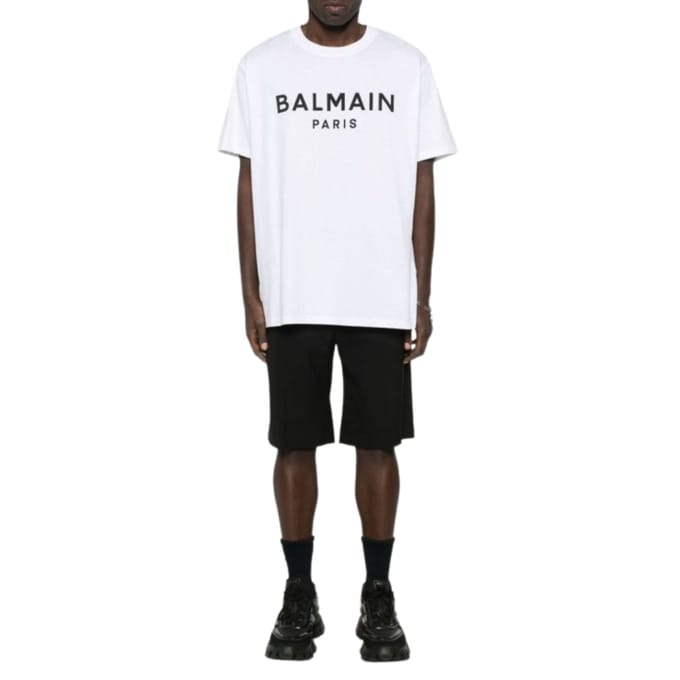 Balmain Paris Bold Brand Logo Wit T-shirt