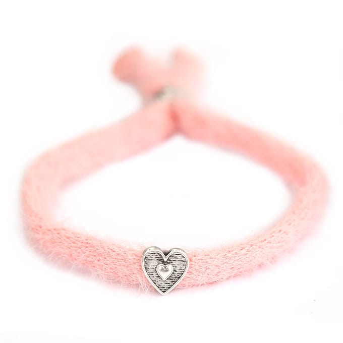 Armband fluffy lichtroze zilver