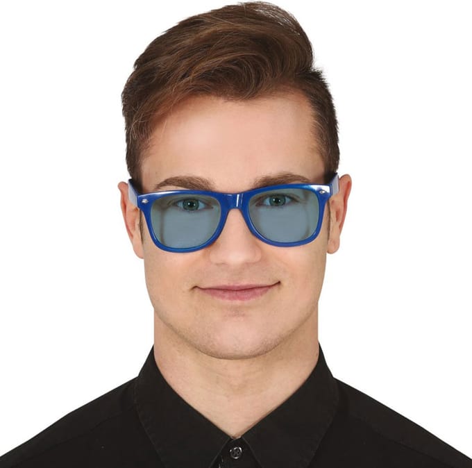 Fiestas Guirca - Feestbril - Blues blauw met blauwe glazen