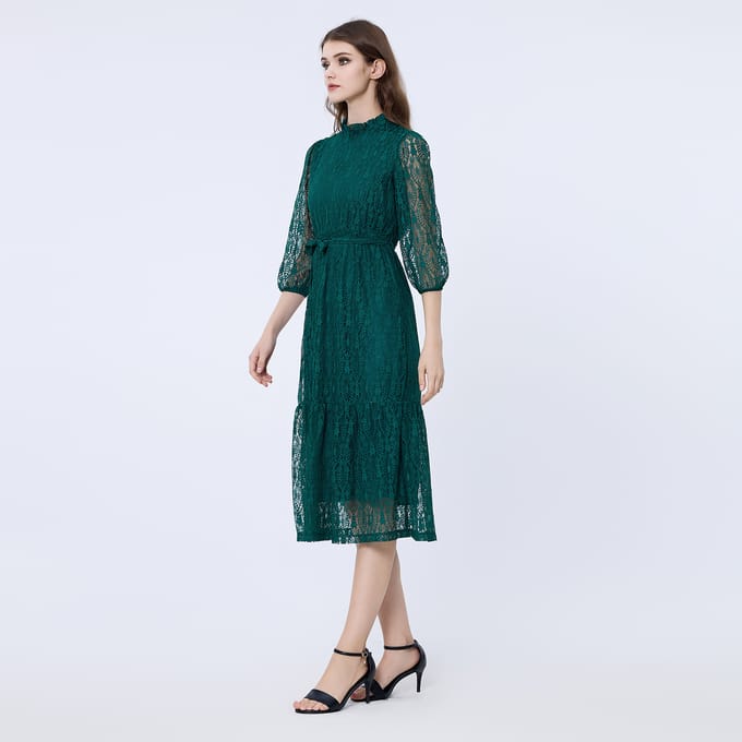 Fit-and-flare kanten jurk