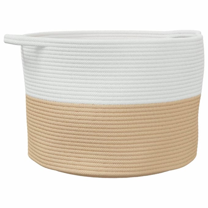 vidaXL - Wasmand - Ø - 55x36 - cm - katoen - beige - en - wit