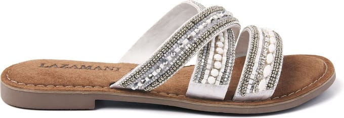 Lazamani Marlin Leren Dames Slippers White Maat 37