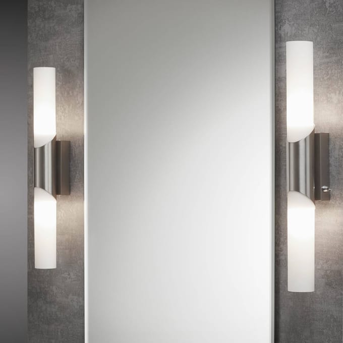 BRILONER Kabili - LED Spiegellamp - spiegelverlichting badkamer - 2x E14 fitting - nickel - 43.5 cm