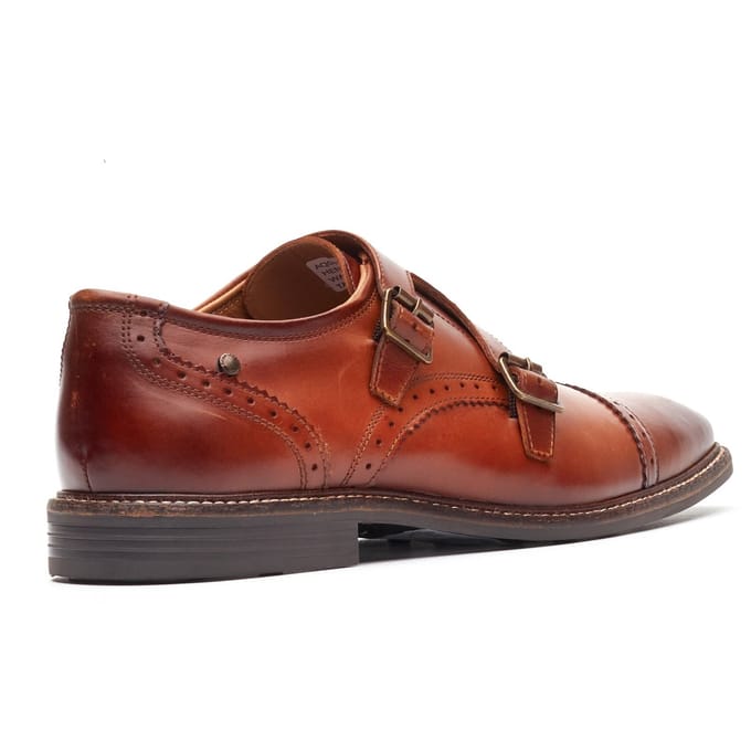 Base London Henley Monk Lederen Heren Burnt Tan Dubbele Monk Schoenen