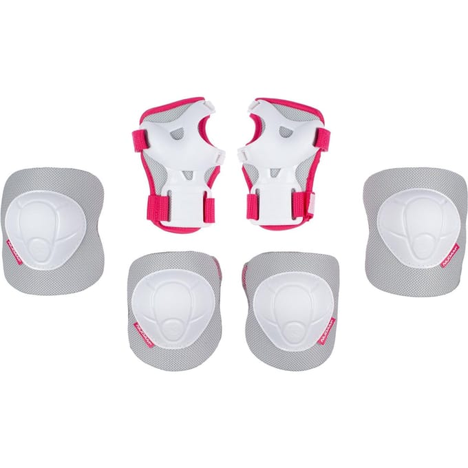 Nijdam Skate Beschermset Kinderen - White Out - Wit/Fuchsia - M