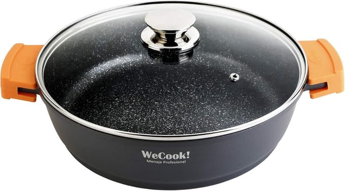 Lage Kookpan Inductie Gietaluminium 40 cm met Antiaanbaklaag