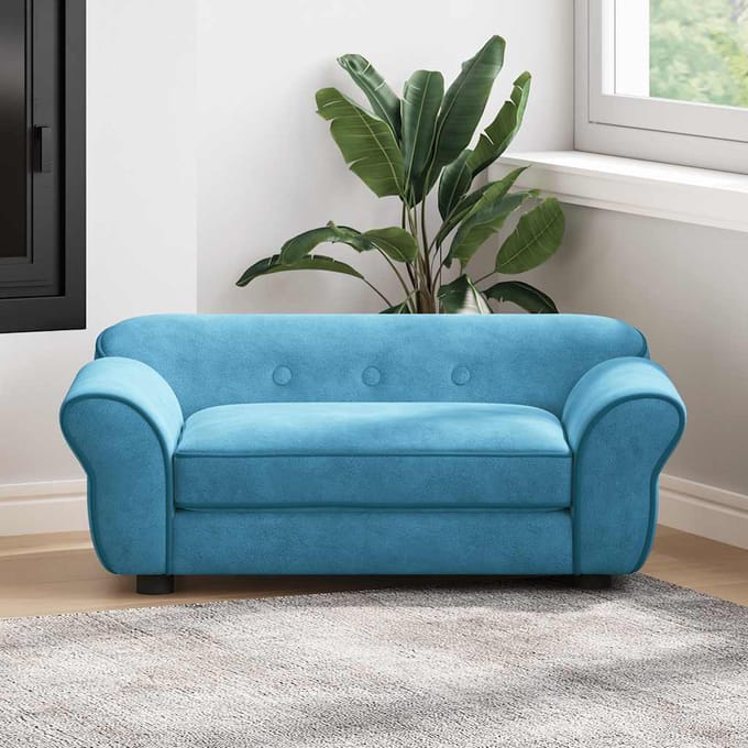 vidaXL - Hondenbank - 72x45x30 - cm - pluche - turquoise