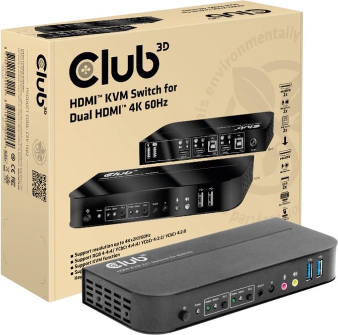 Club 3D CSV-1382 - KVM / audio Schakelaar - 2 ports
