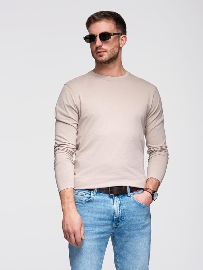 OMBRE Longsleeve - Regular Fit - Katoen - Lange Mouw Beige S