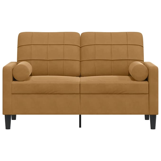 vidaXL - Tweezitsbank - met - sierkussens - 120 - cm - fluweel - bruin