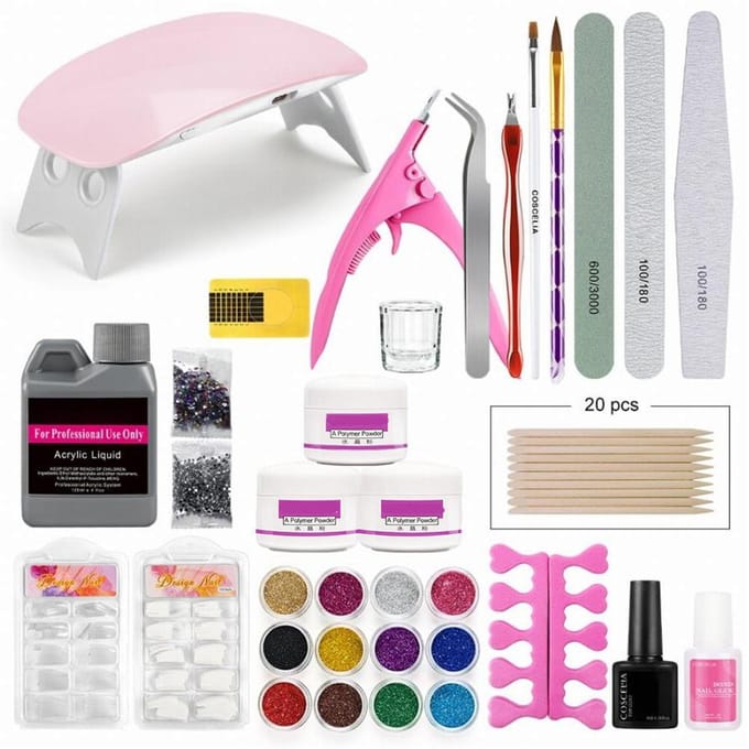 Kit de Manucure DIY Ensemble Professionnel pour Ongles Acryliques Ensemble pour Salon de Beauté Décoration Artistique pour Débutants gray