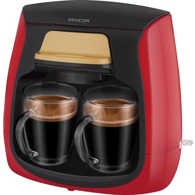 Machine a café - SENCOR - SCE 2101RD - 0,3 L - 500 W - 2 tasses incluses - Rouge