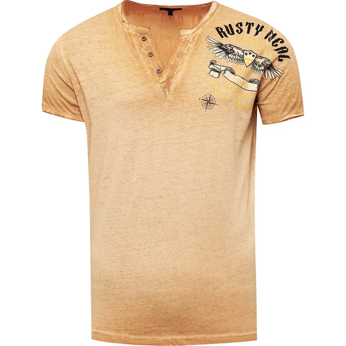 V-hals T-shirt met print aan de zijkant
