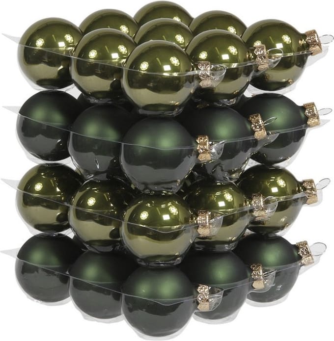 Othmar Decorations Kleine kerstballen - 36x st - donkergroen - D4 cm - glas - kerstversiering