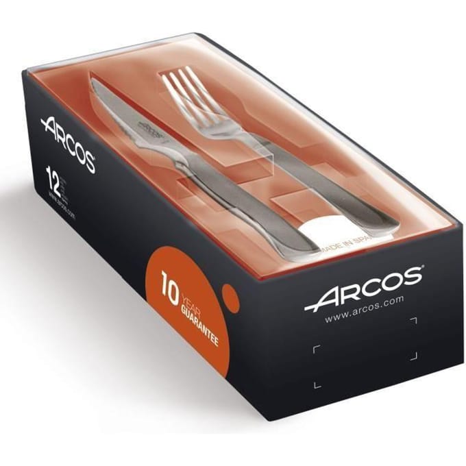 Ménagère 12 pièces - Chuleteros - Lame crantée en inox - 6 couteaux et 6 fourchettes - Compatible lave-vaisselle