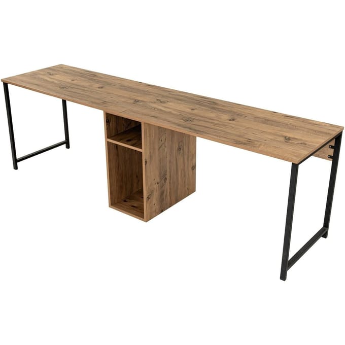Skye Decor Twin Study Desk - Bureau - Atlantic Pine/Zwart - 240 cm