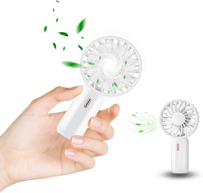 Mini-USB-tafelventilator met 3 snelheden, oplaadbaar, ideaal voor slaap, kantoor, reizen, enz. (wit)