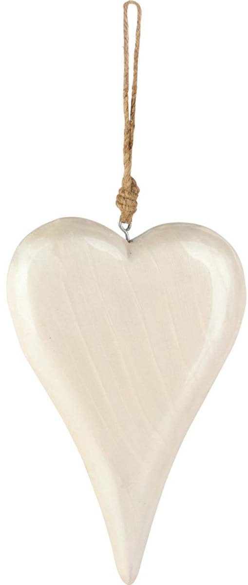 Dekoratief | Hanger hart, wit, hout/email, 12x20x3cm | A258235