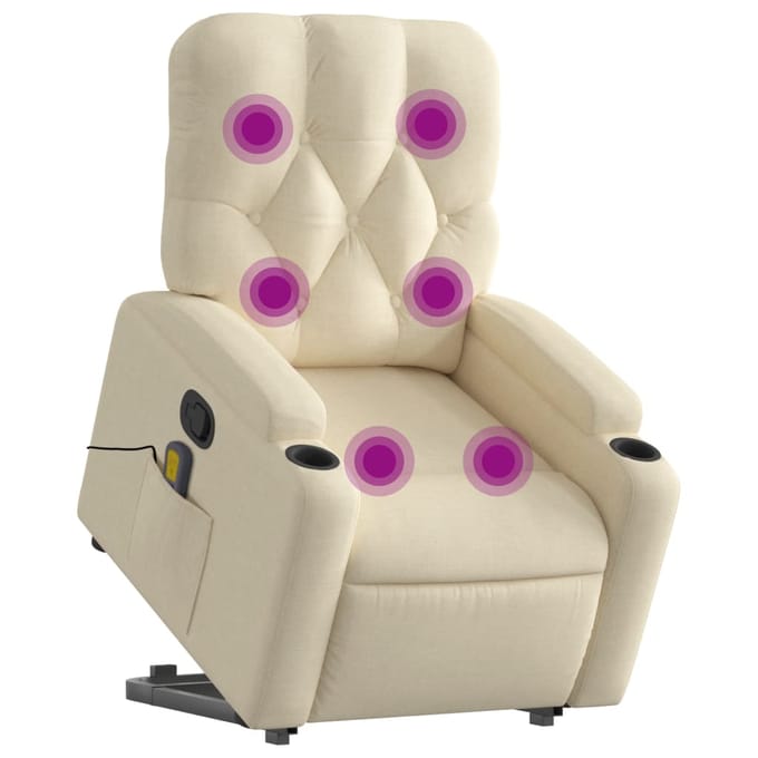 vidaXL - Sta-op-massagestoel - verstelbaar - stof - crèmekleurig