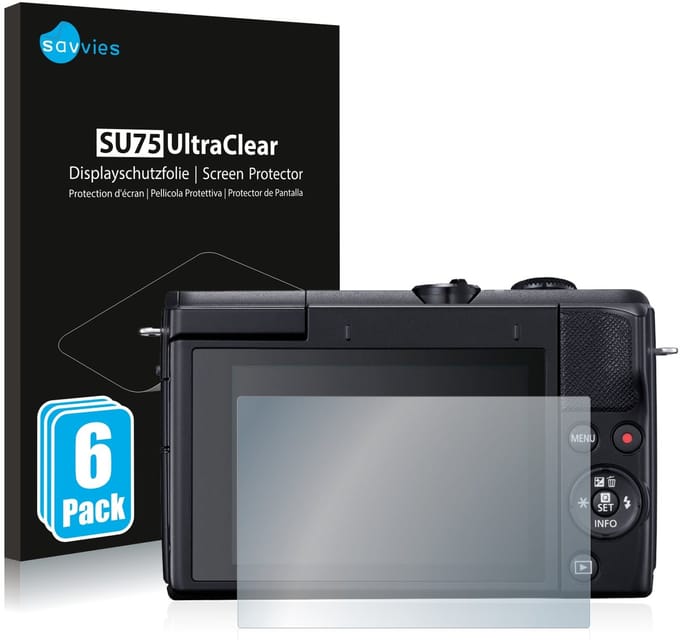 Savvies - Screenprotector voor Canon EOS M200 - Folie Beschermfolie transparant 6 Stuks